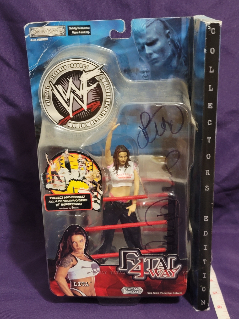 Vintage WWF LITA WWE Jakks Pacific Double Autographed Wrestling Action Figure